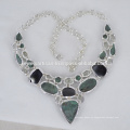 Malaquita E Multi Gemstone 925 Sterling Silver Necklace Jewelry